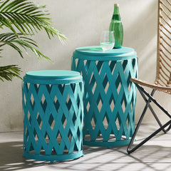 Set of 2 Accent Outdoor Table - Teal