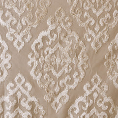 2-PK 50x84" Knitted Jacquard Damask Total Blackout Grommet Top Curtain Panel Pair - Champagne