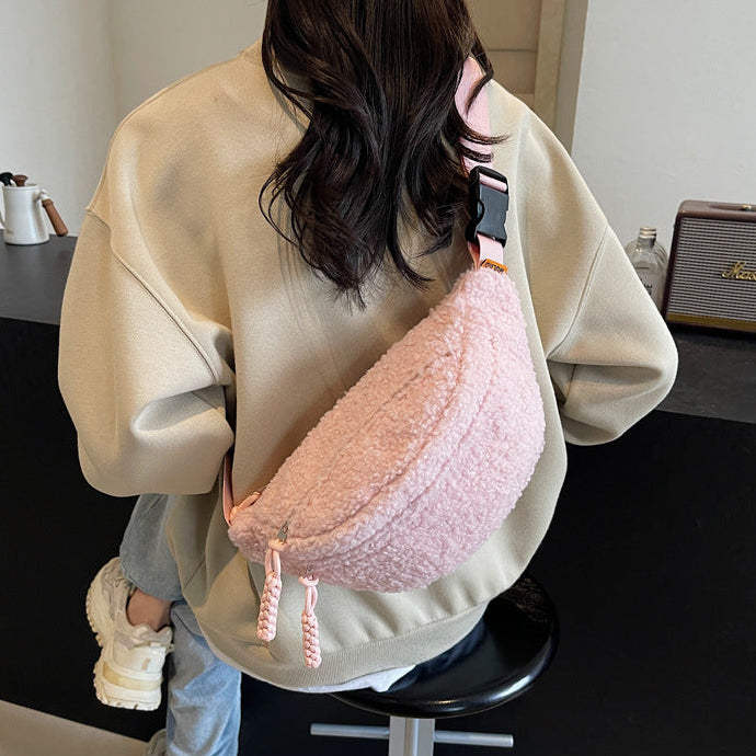 Cozy Sherpa Plush Crossbody Bag Large Capacity
