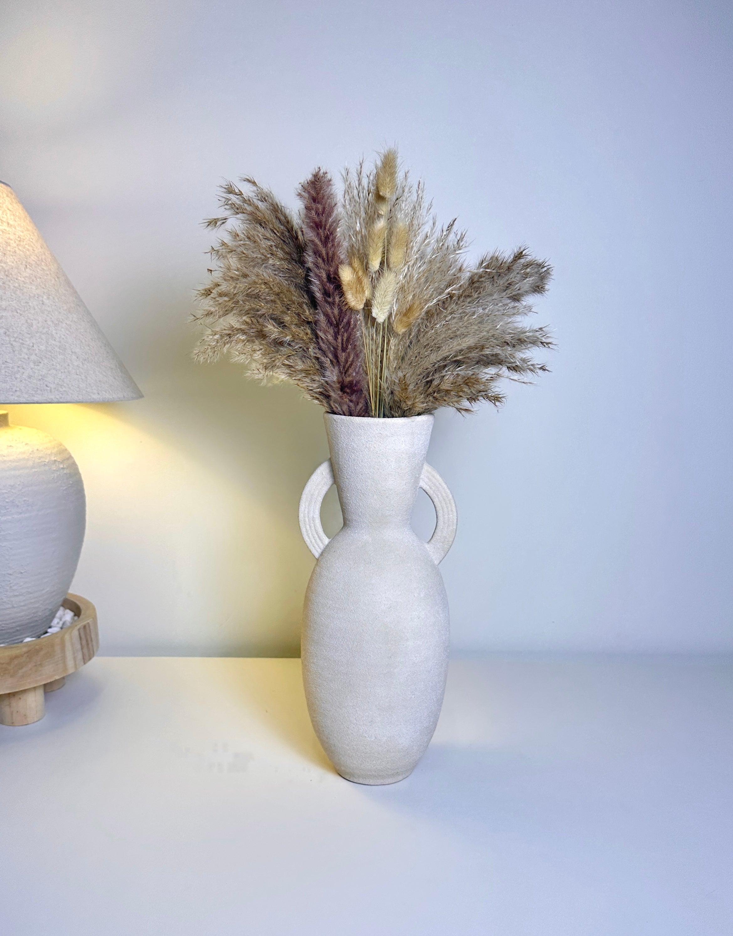 Minimalist Textured Roman Style Vase 14“ beige