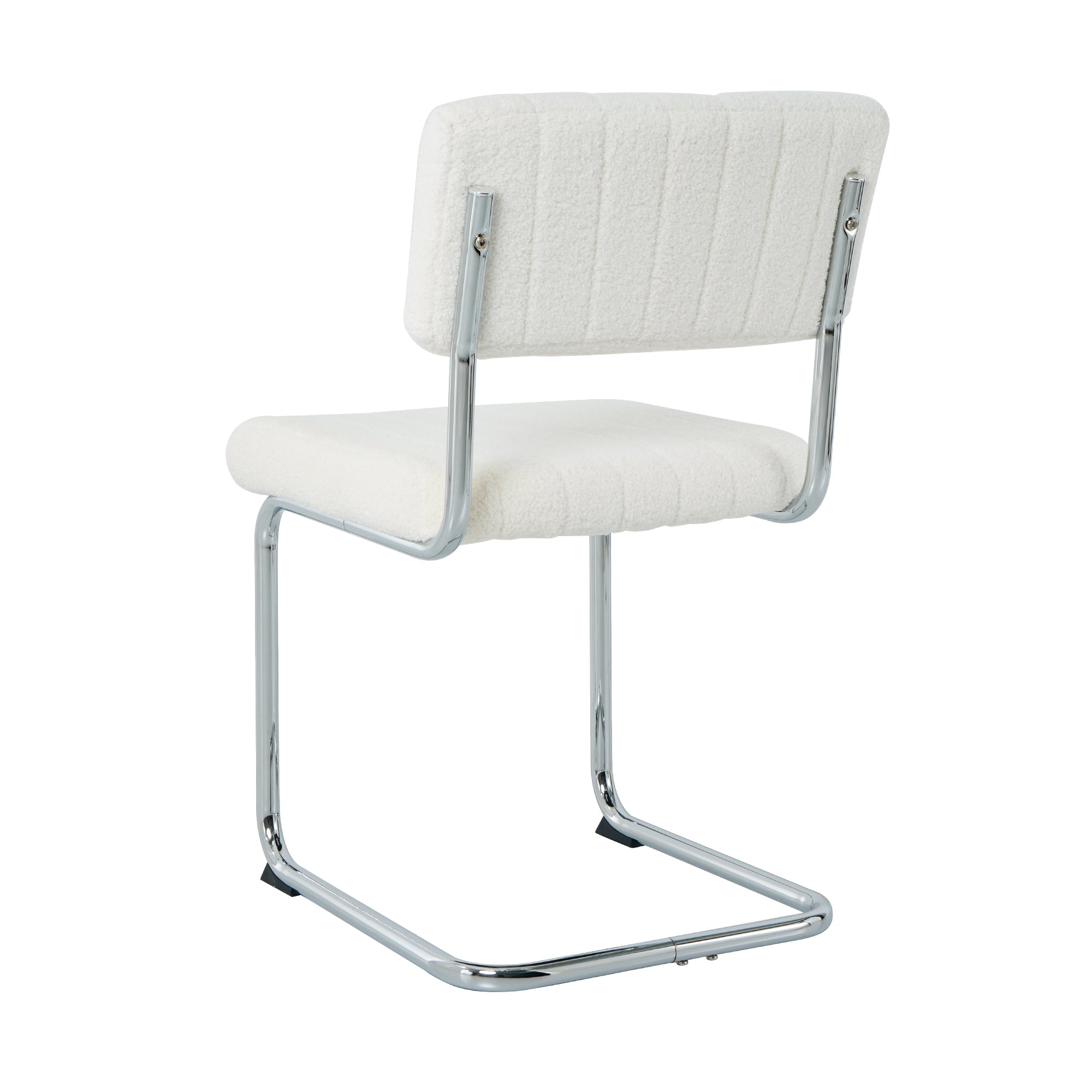 Luxury Dining Chairs with Silver Metal Legs (Set of 4) - White