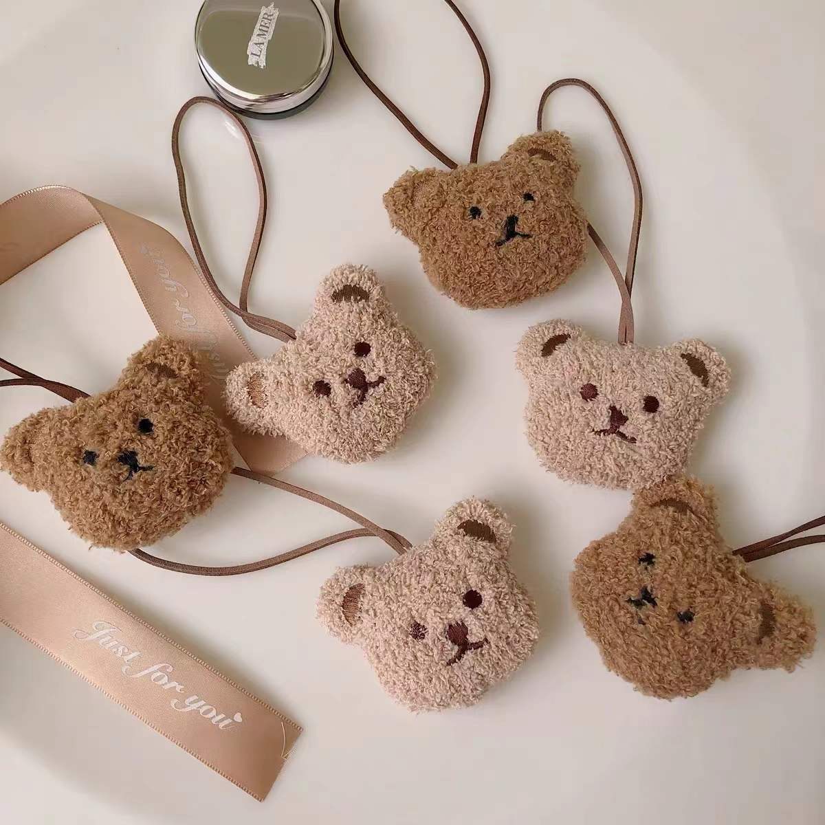 Decorative Teddy Bear Plush Hanging Charms, Baby Name Pendant Ornaments, Brown or Beige
