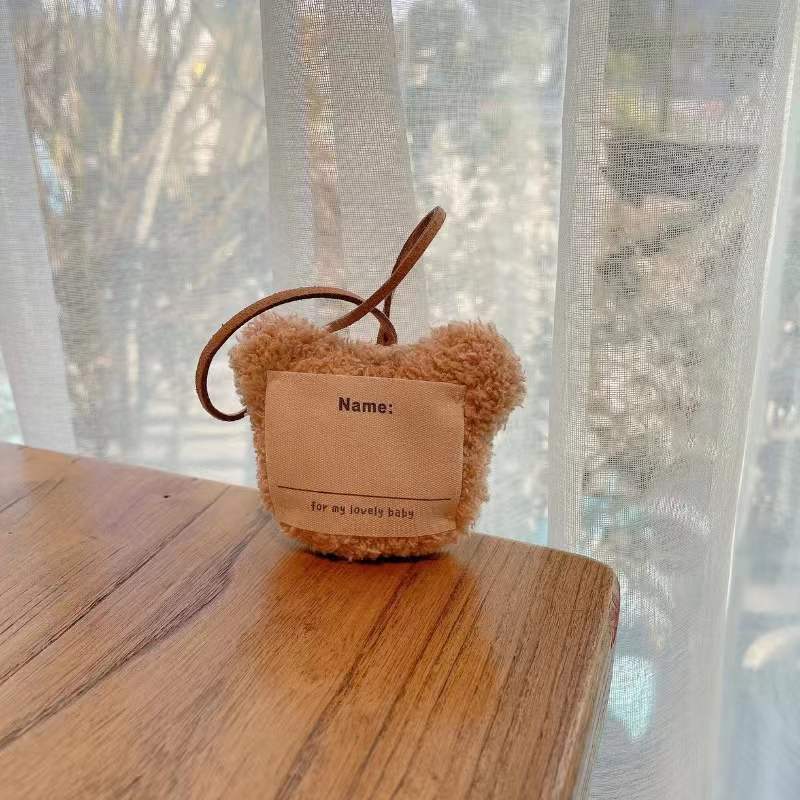 Decorative Teddy Bear Plush Hanging Charms, Baby Name Pendant Ornaments, Brown or Beige