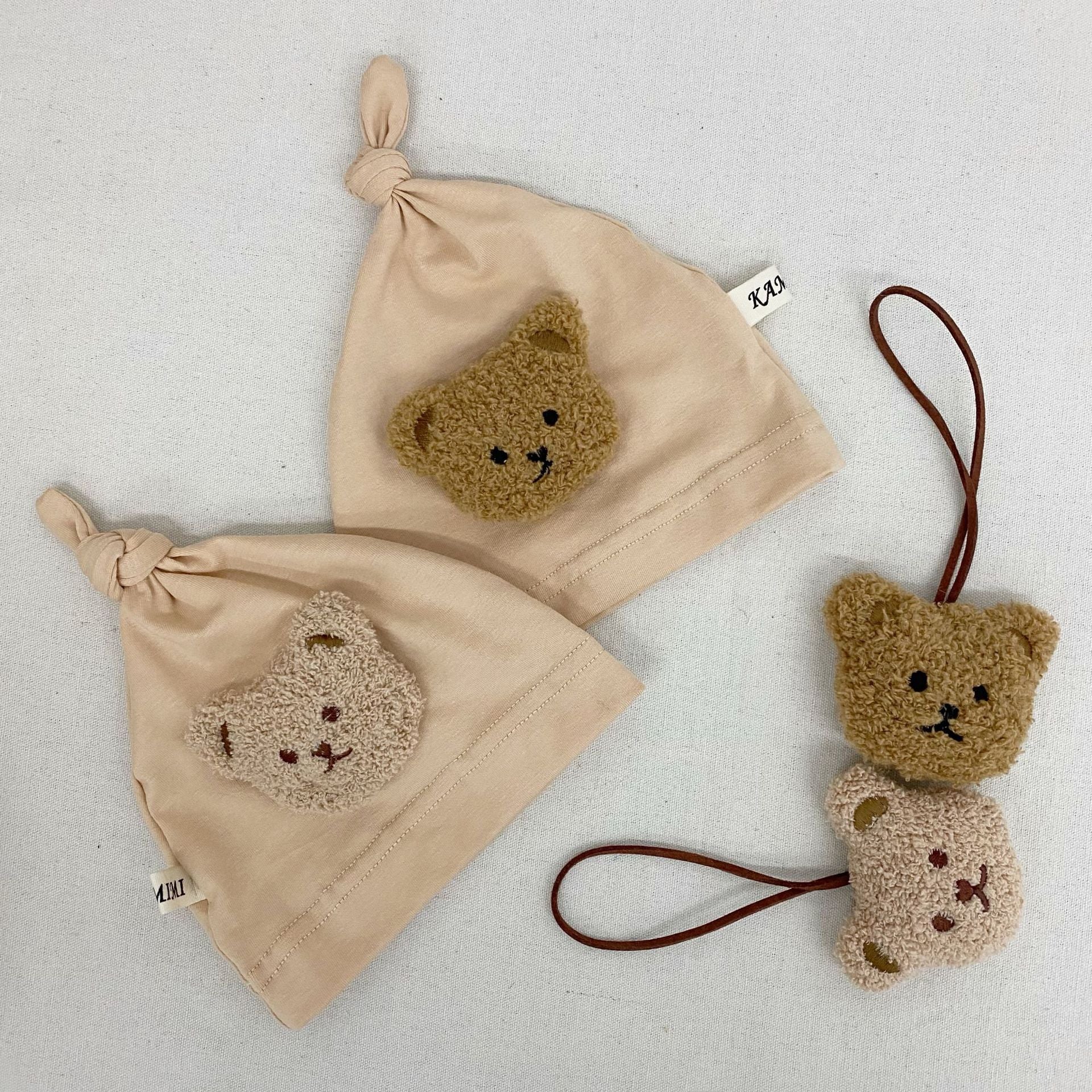 Decorative Teddy Bear Plush Hanging Charms, Baby Name Pendant Ornaments, Brown or Beige