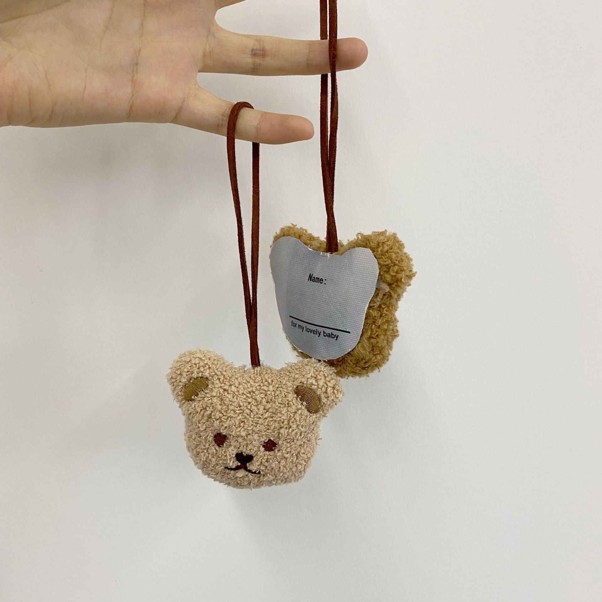 Decorative Teddy Bear Plush Hanging Charms, Baby Name Pendant Ornaments, Brown or Beige