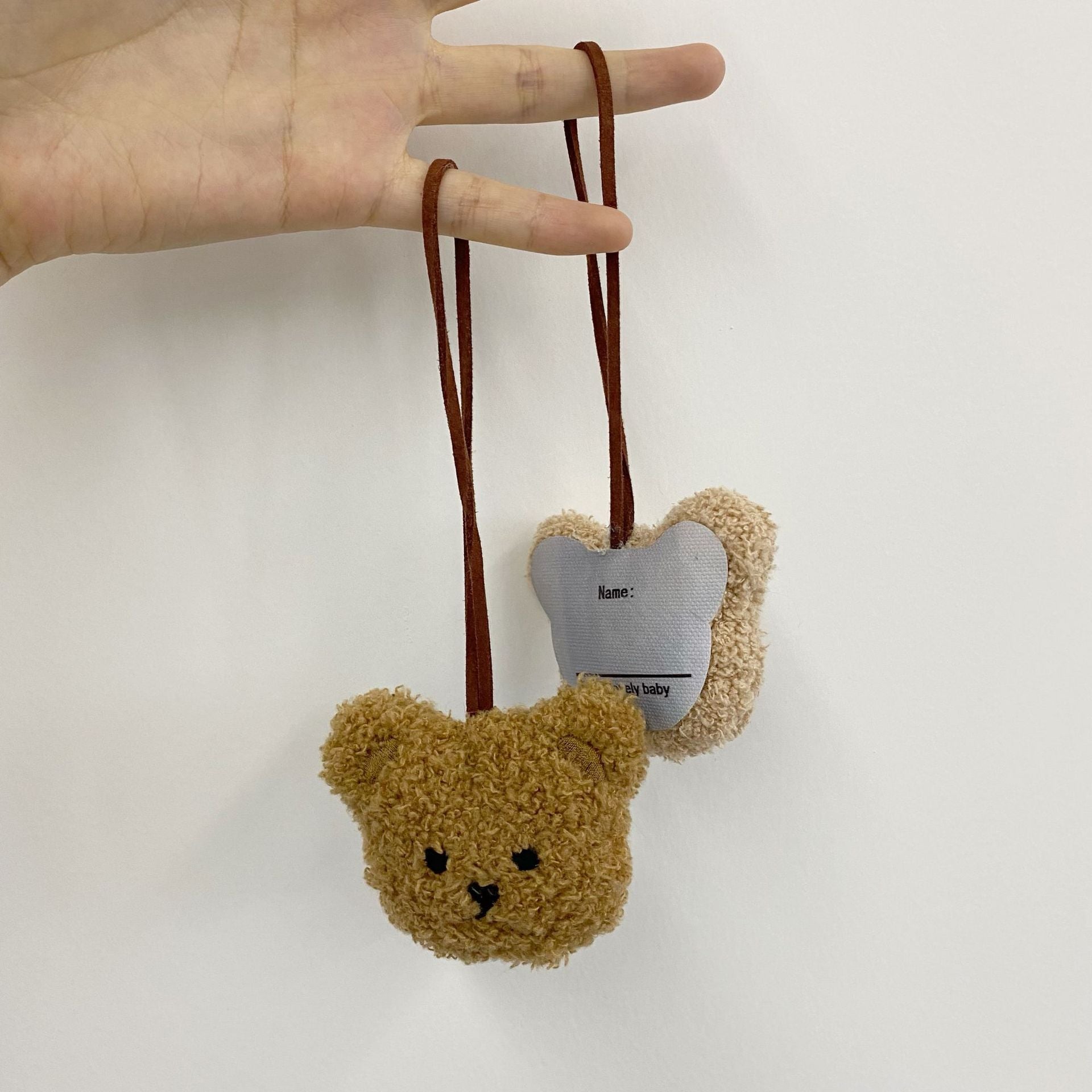 Decorative Teddy Bear Plush Hanging Charms, Baby Name Pendant Ornaments, Brown or Beige