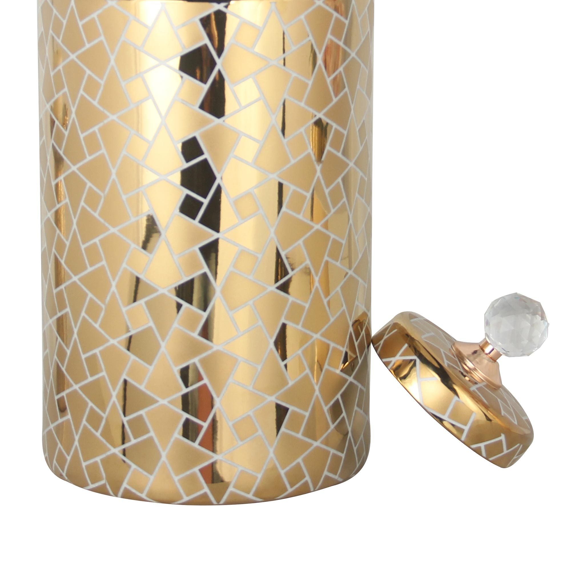 15"H Exquisite Gold Ginger Jar with Removable Lid