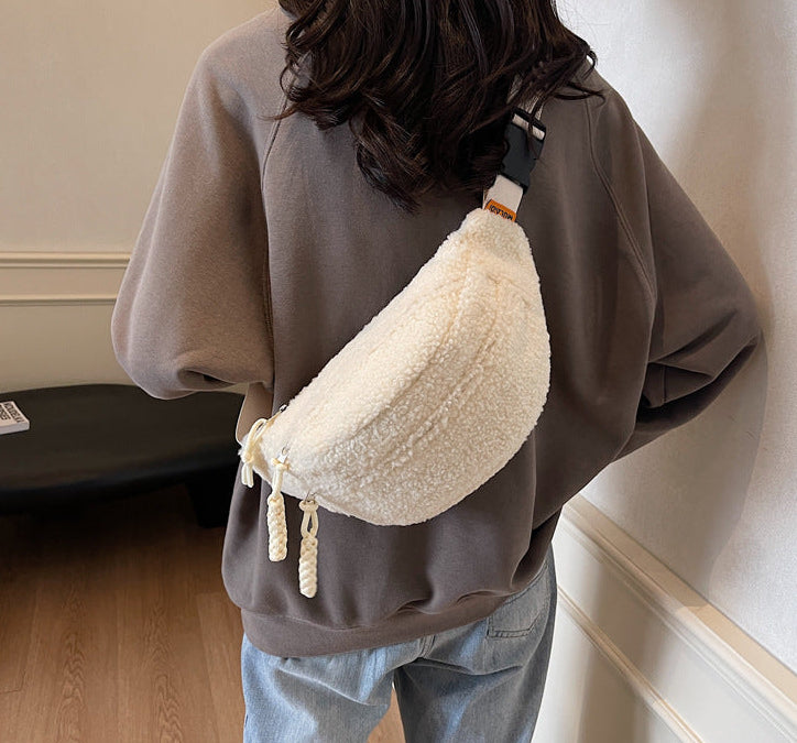 Cozy Sherpa Plush Crossbody Bag Large Capacity
