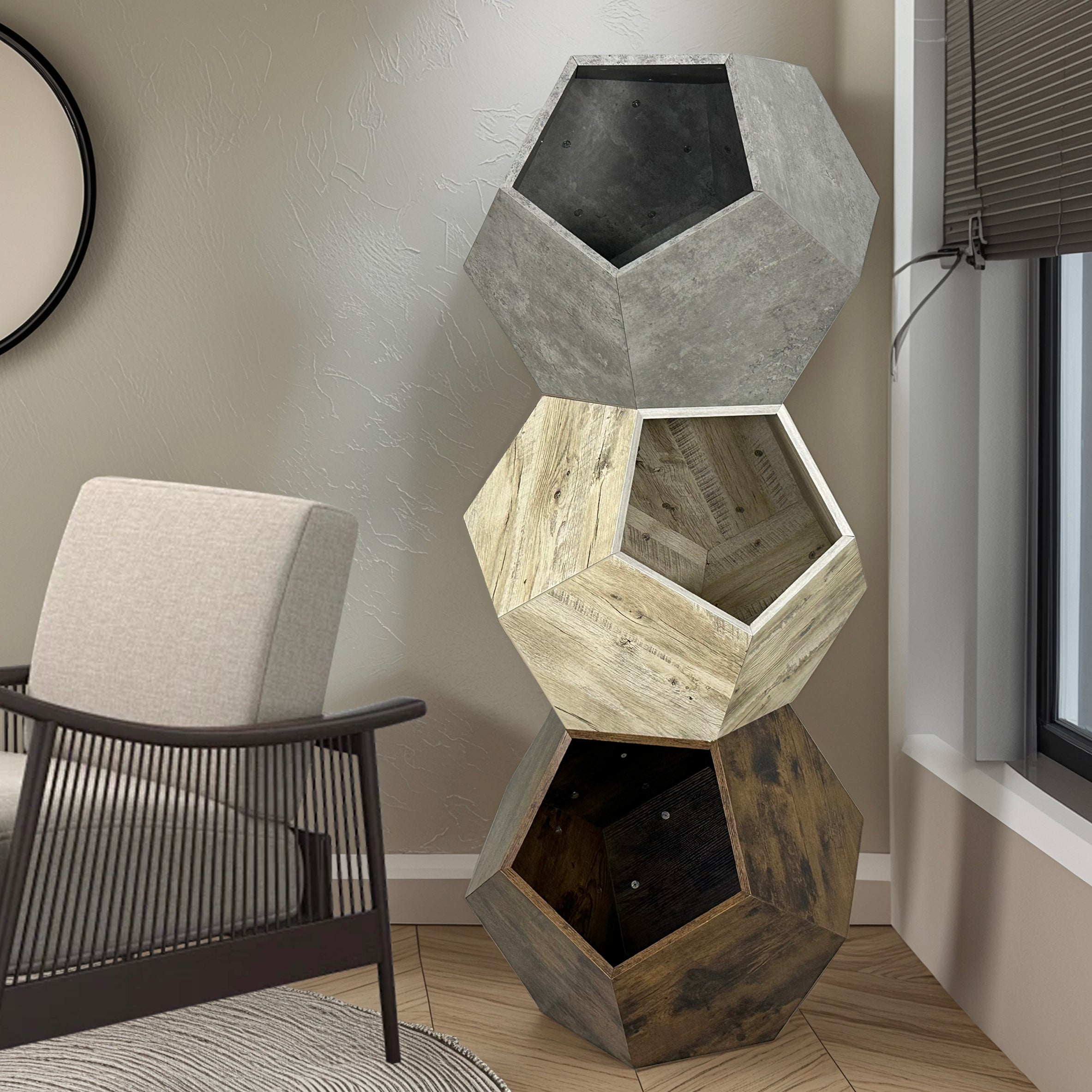 25.98"Modern Pet Furniture Cat Litter Side Table,  Cement Gray