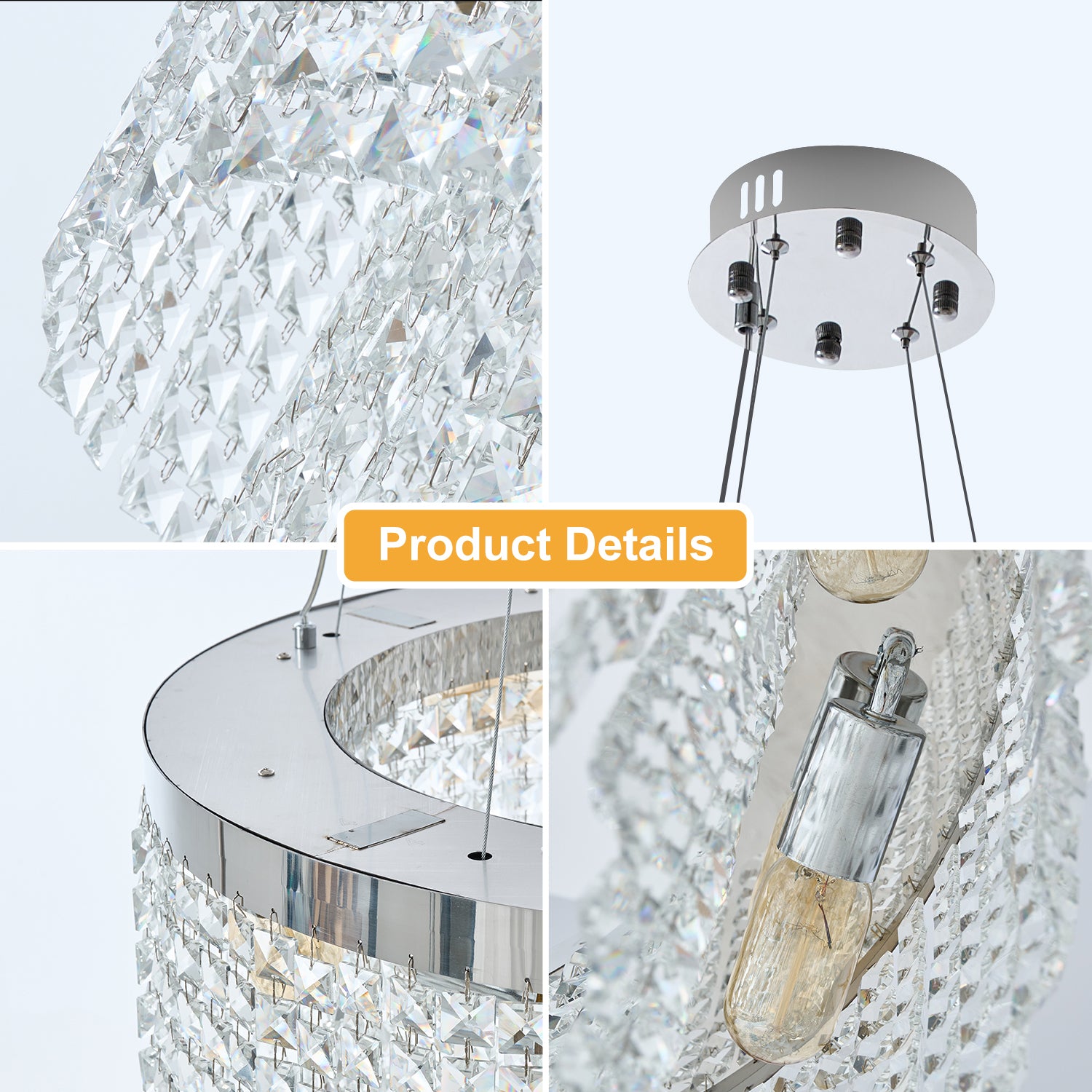 Modern Crystal Chandelier Round Crystal Lamp Luxury Home Decor Light Fixture