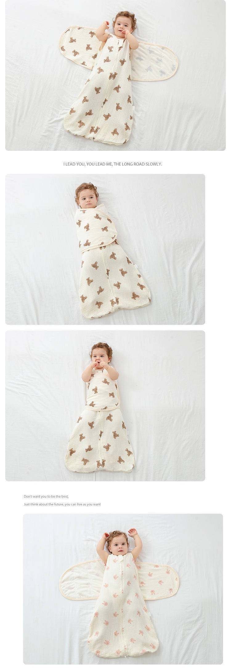 Baby Sleeping Bag Vest Cotton Gauze 4 Layers Bellyband Anti-startle Gro-bag