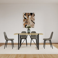 Set of 4 Modern Kitchen Dining Room Chairs, Cushion Seat and Sturdy Black Metal Legs - Gray