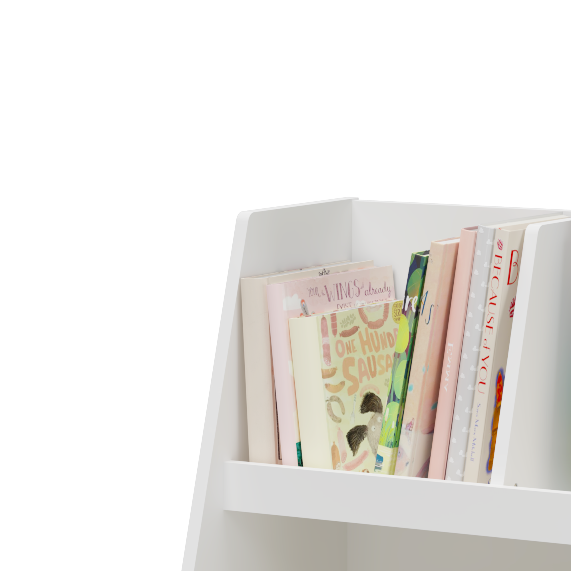 Kids Bookshelf and Toy Organizer, 5 Cubbies Wooden Open Bookcase, 2-Tier Baby Storage Display Organizer with Legs, Free Standing for Playing Room, Bedroom, Nursery, Classroom - White