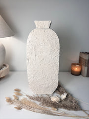 Minimalist Textured Hand-painted Sculpture Floor or Table Vase 17" tall - Cream