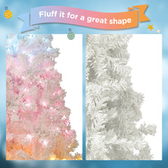 6ft Artificial Christmas Tree with 300 LED Lights and 600 Bendable Branches,Christmas Tree Holiday Decoration, Decorated Tree with Tri-Color LED Lights