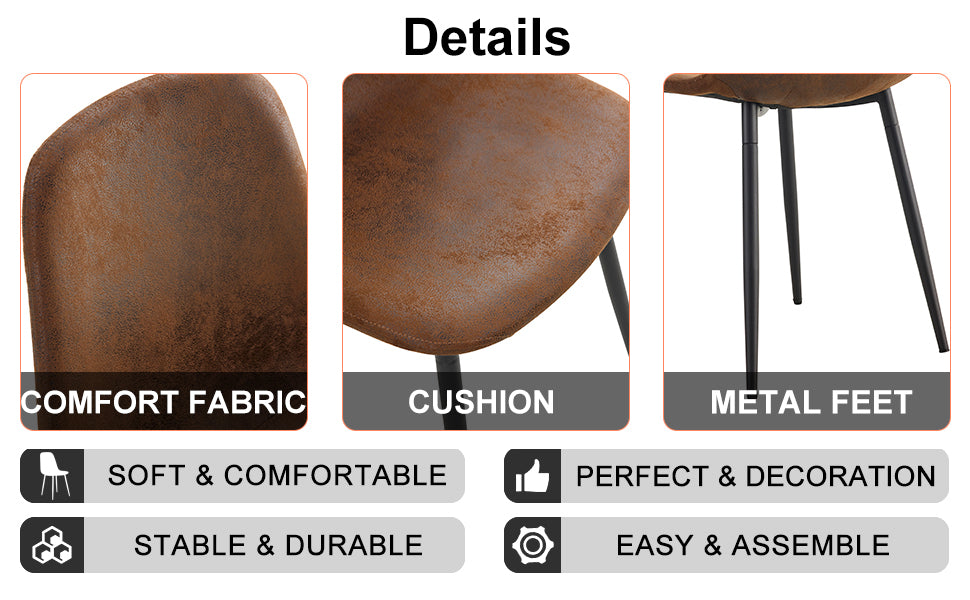 Set of 1 Dining Table and 4 Chairs - MDF rectangular - Brown