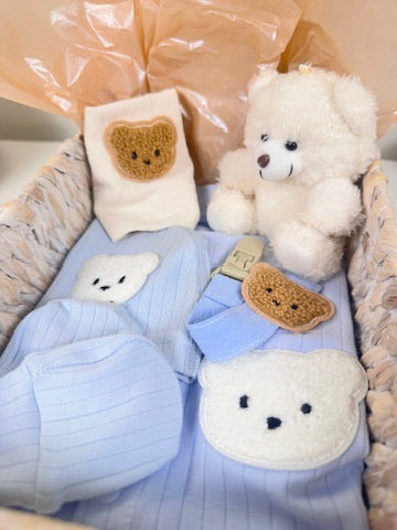 LUXURY BABY GIFT BAG - Cream/ Blue - Set of 7