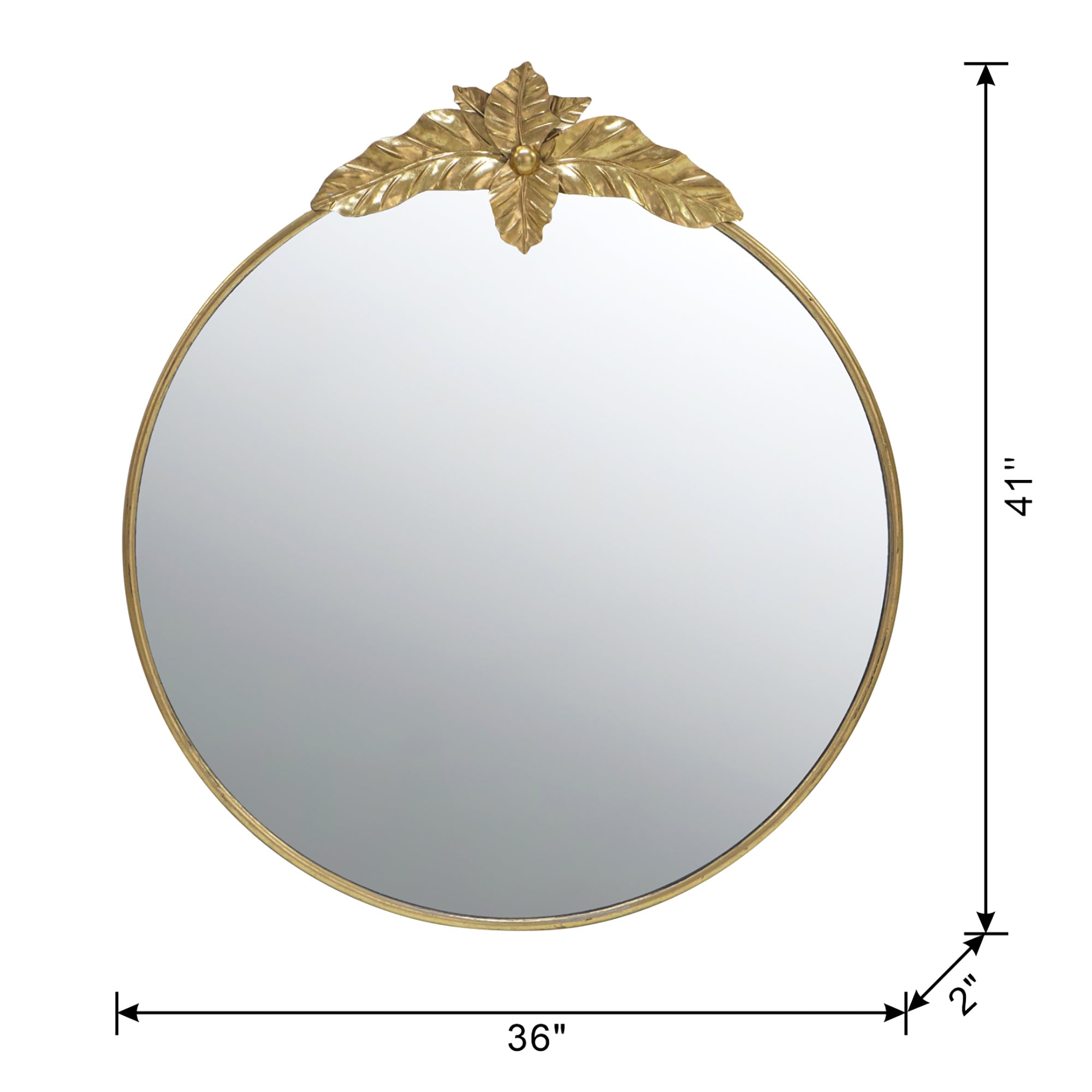 Large Round Wall Mirror with Gold Metal Frame - Gold
