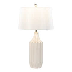23" Contemporary Table Lamp in Gloss Cream Ceramic with White Shade