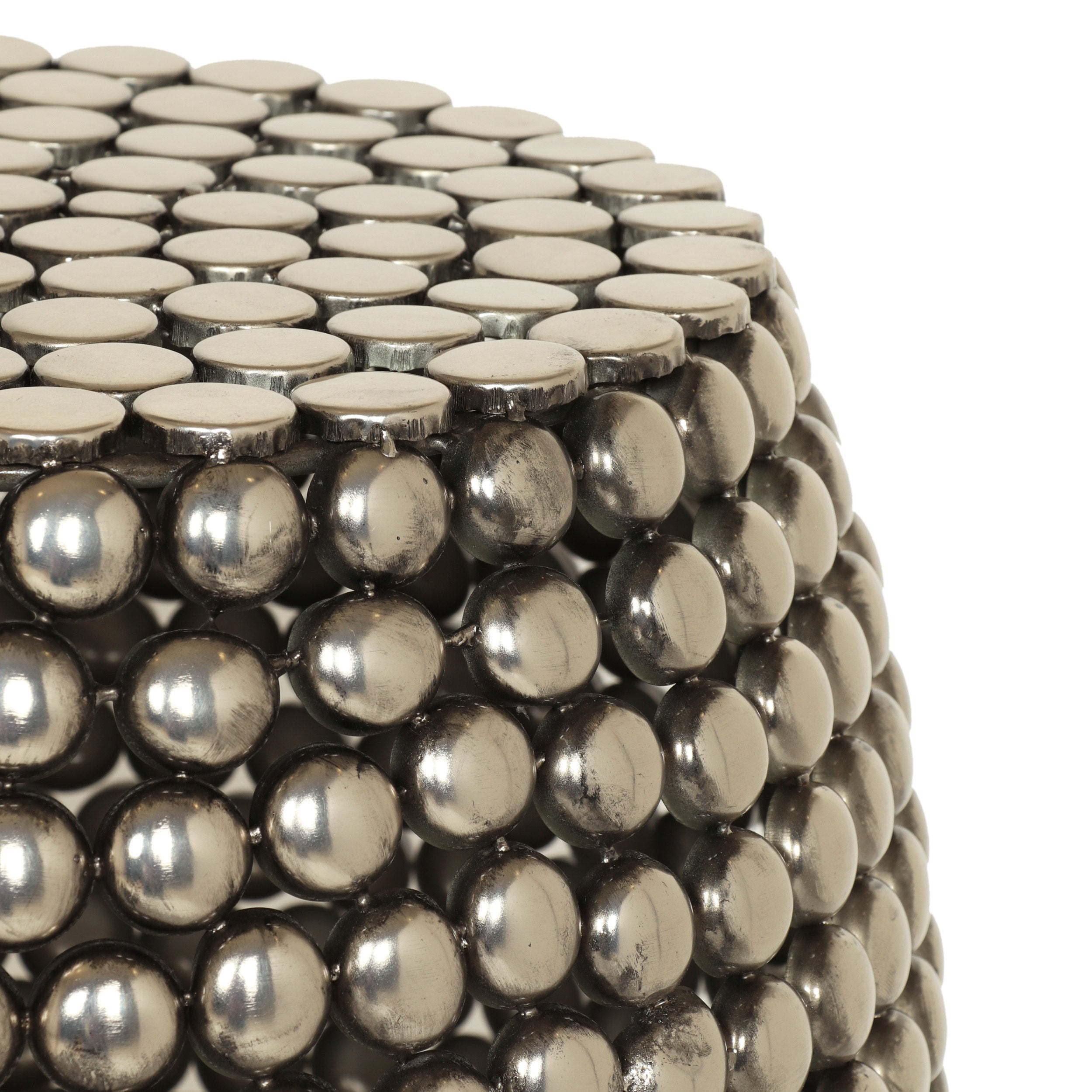 Barrel Shape Metallic Colors Side Table - Nickel Iron