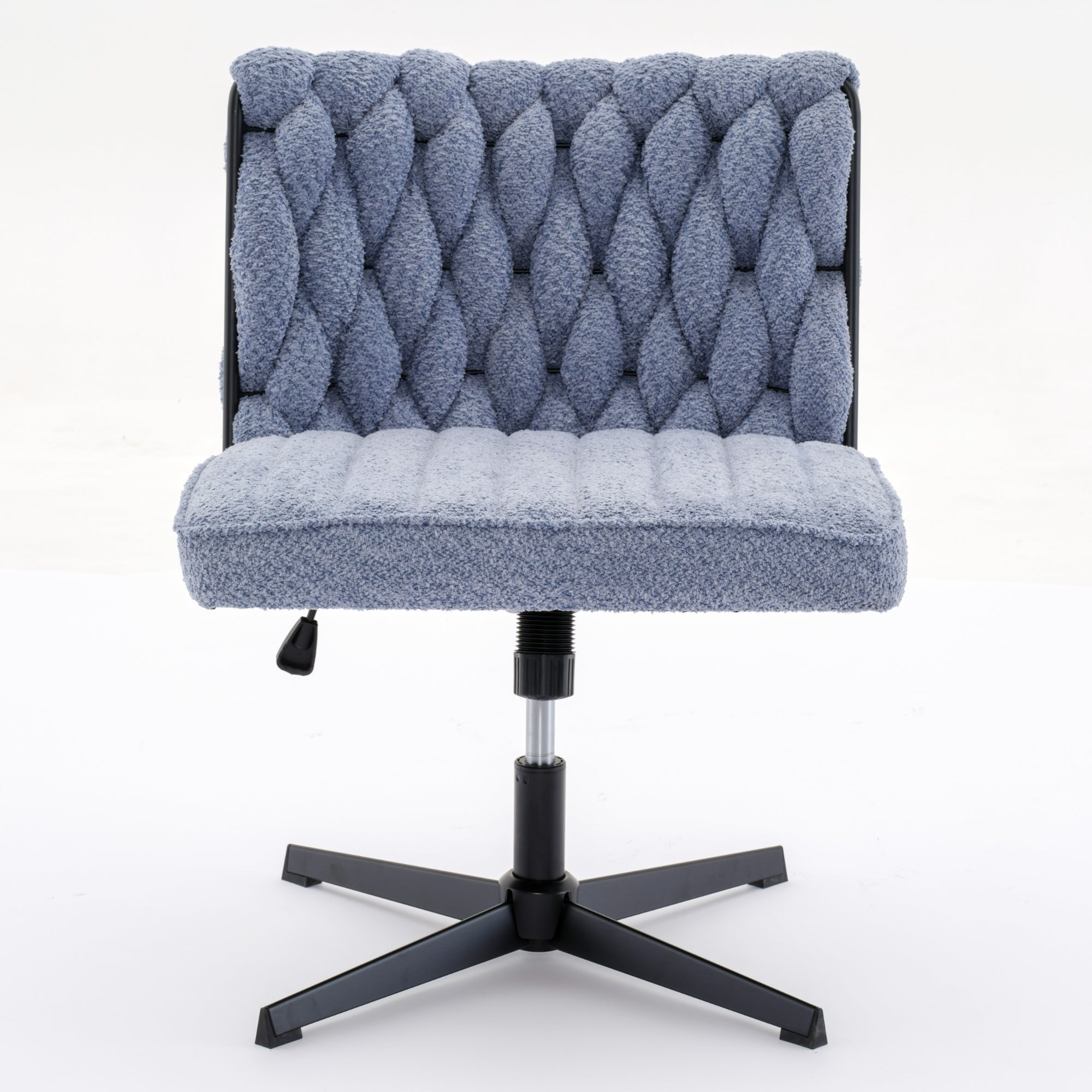 Armless Office Desk Chair No Wheels, Blue