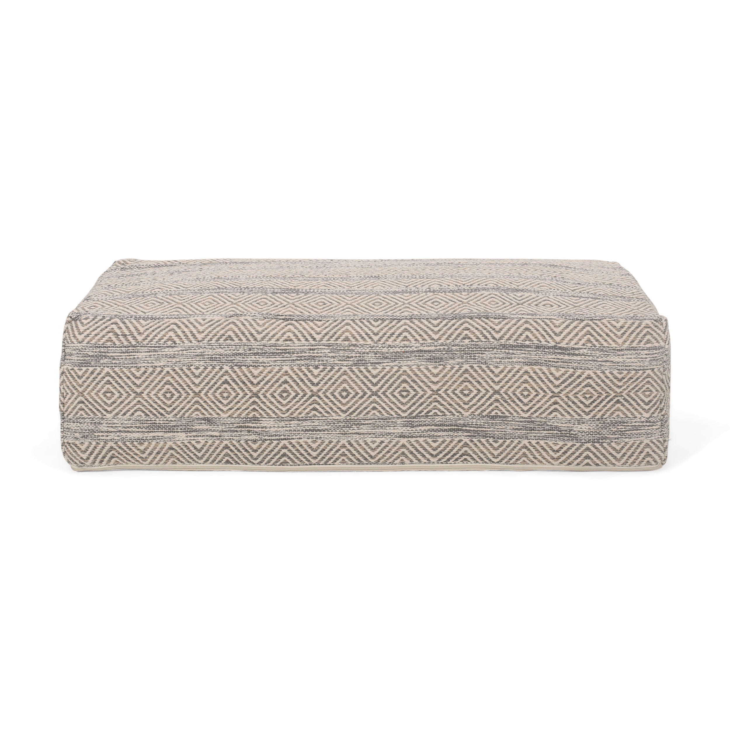 Boho Rectangular Bean Bag Ottoman - Light Brown, Natural and Grey