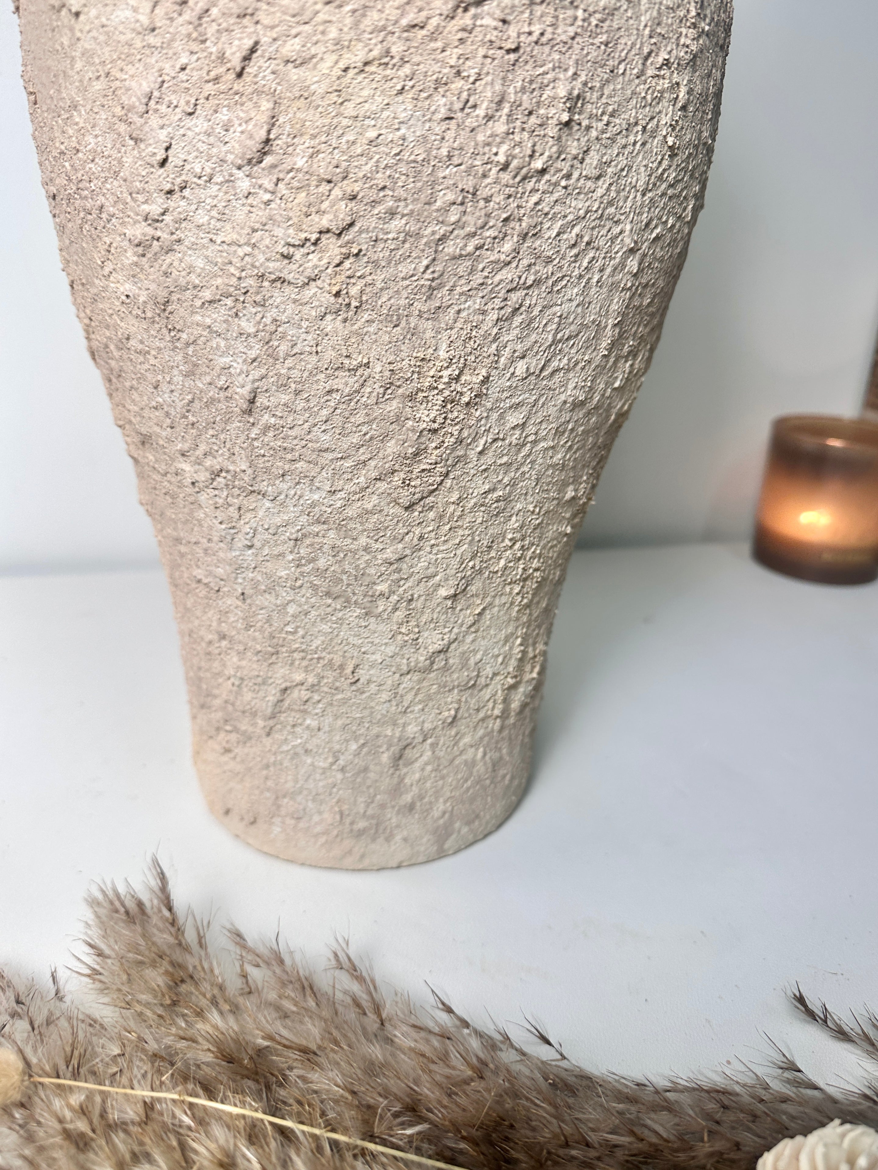 Hand-painted Amphora Vase Ceramic 18"" tall - Cream Sand wash