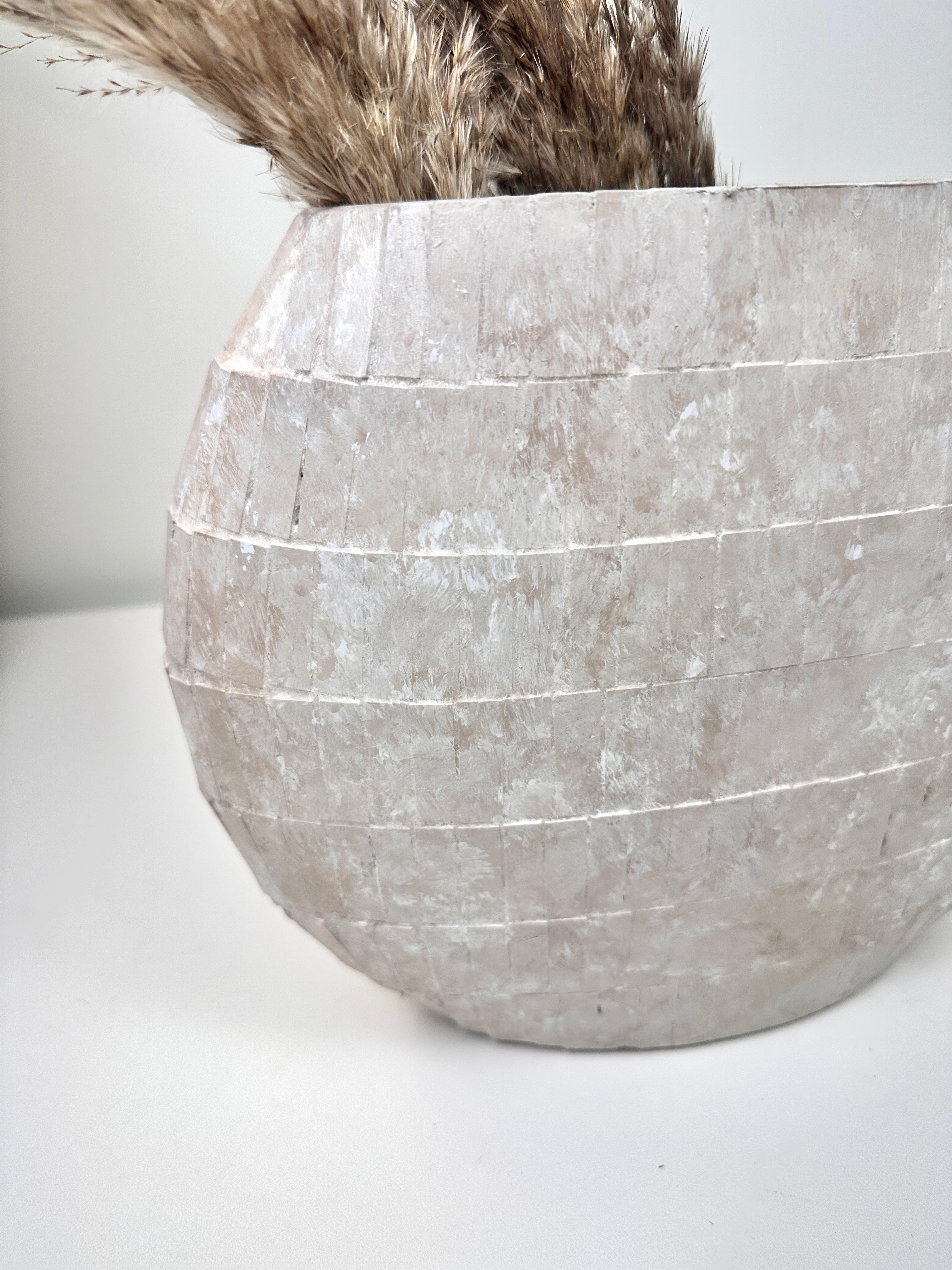 the Perfect Imperfect Mosaic Glass Vase 9" tall - beige washed