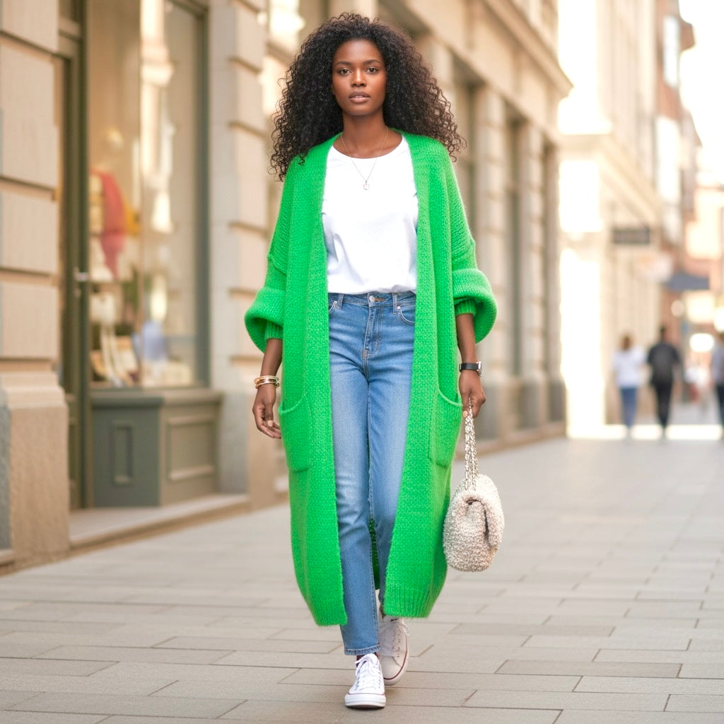 Women's Love Peace Graphic Oversized Cardigan Long Sleeve