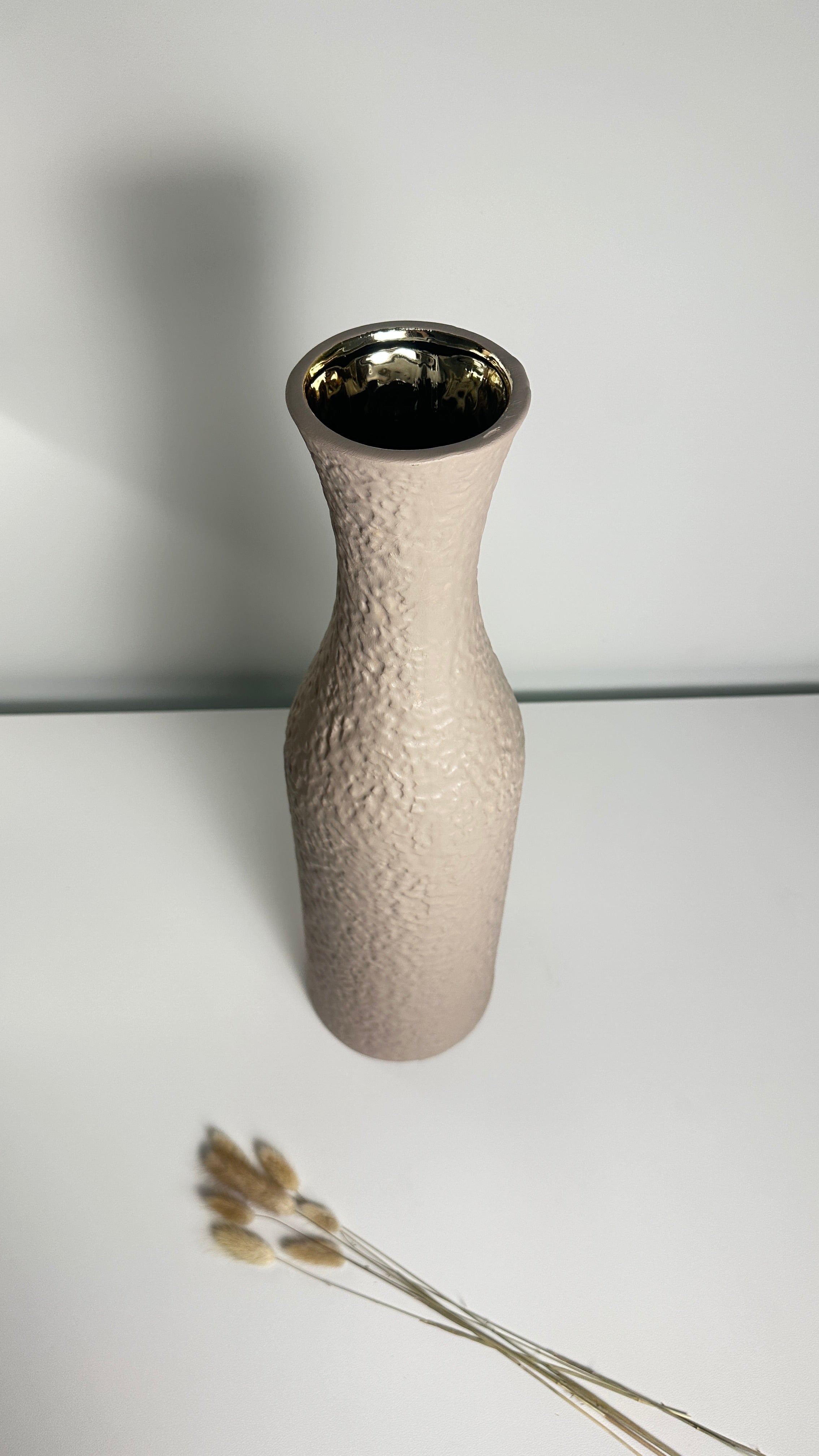 Minimalist Floor Vase 20" tall, Tan Matte