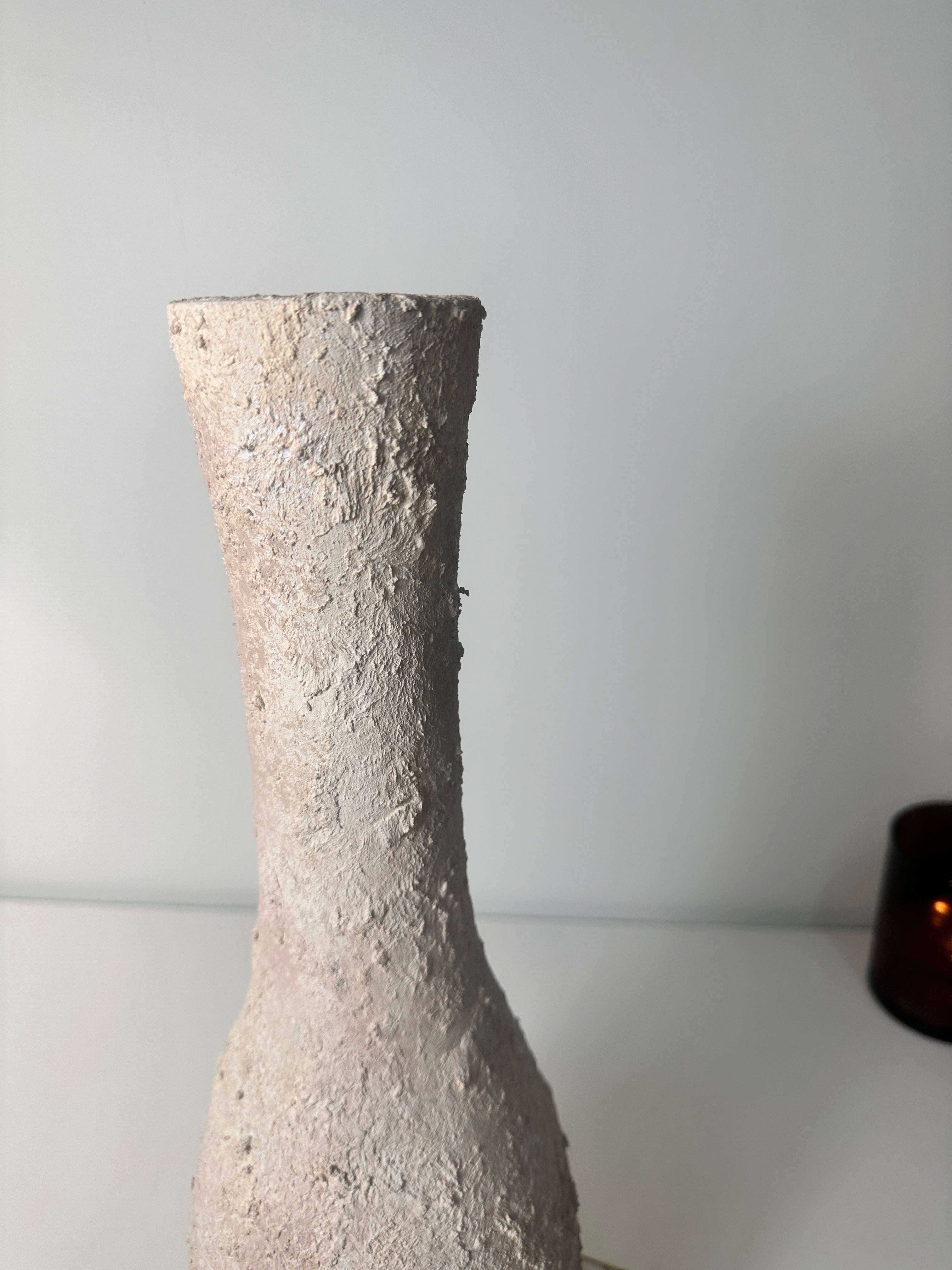 Minimalist Textured Hand-painted Ceramic Decorative Vase 18" tall - Cream wash