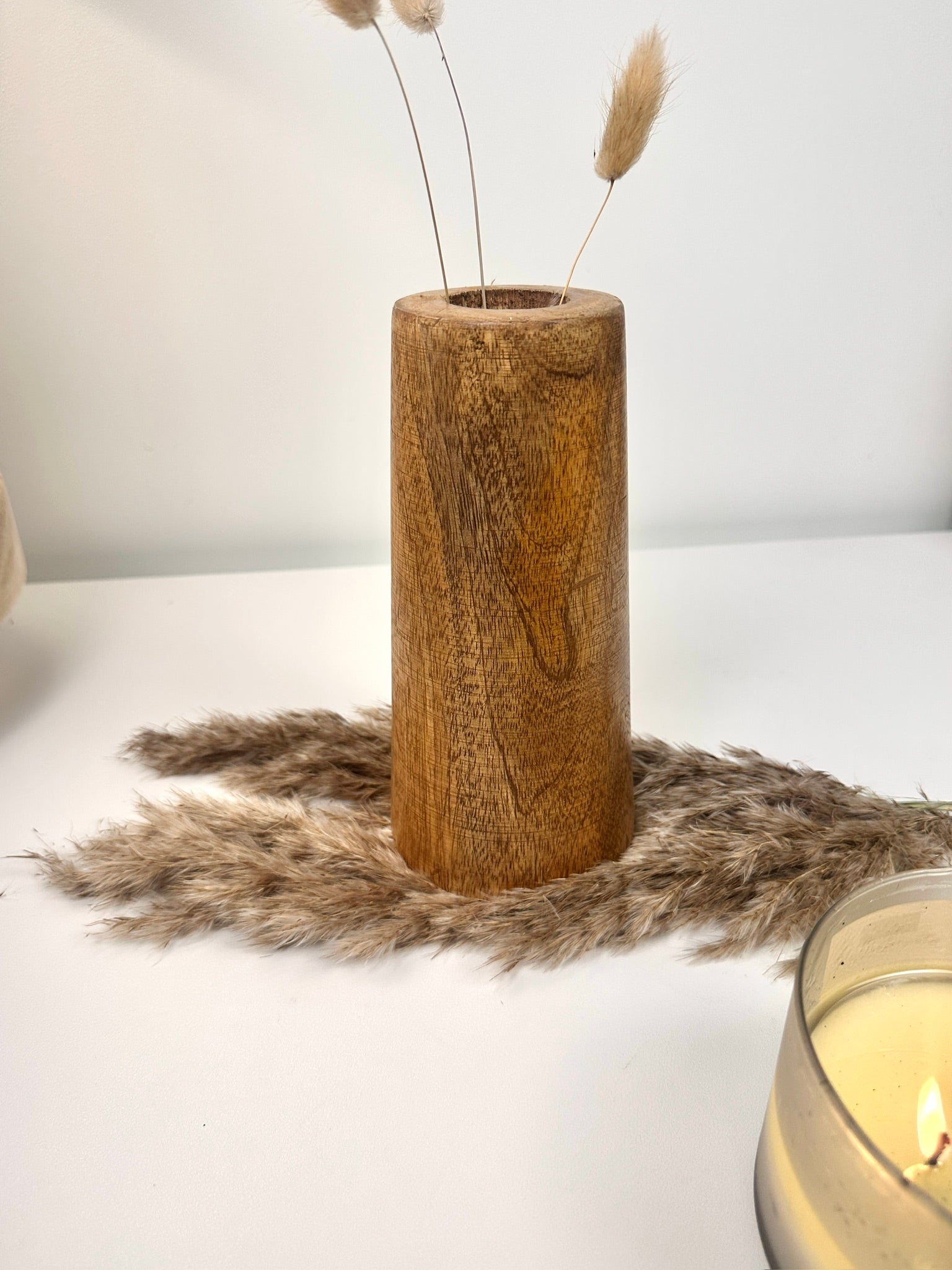 Rustic Vase Wood 8" tall - Brown