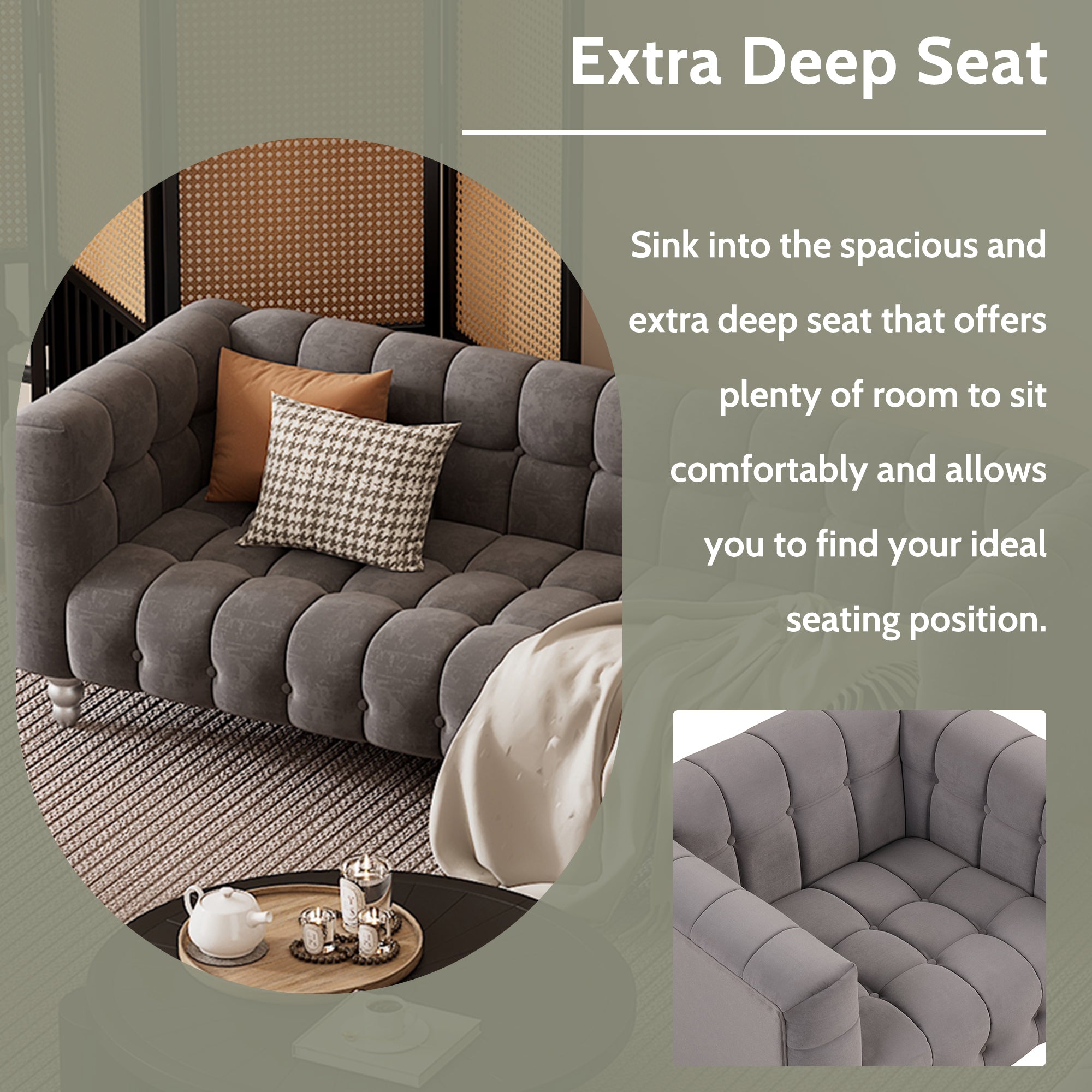 Modern 3-piece Sofa Set  - Grey