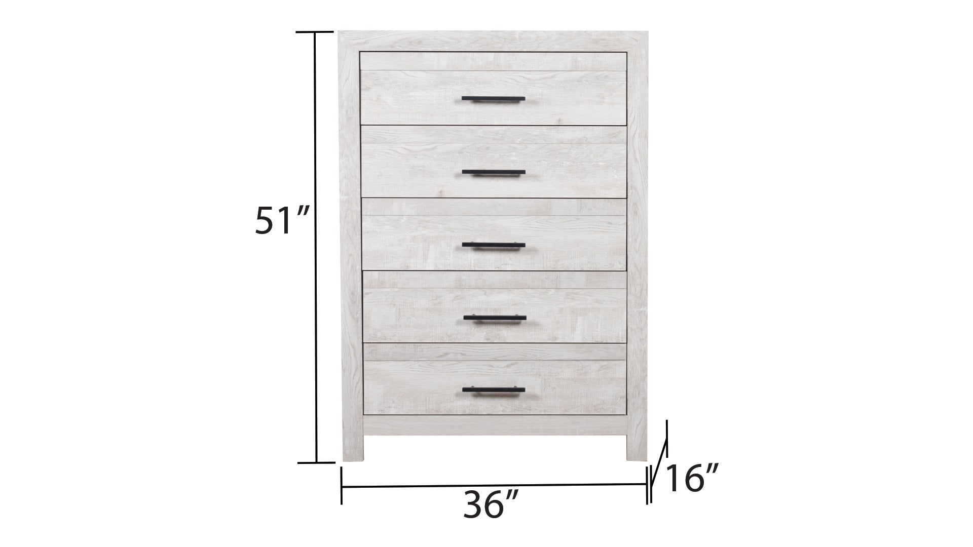 Denver Modern Style 5-Drawer Chest Made with Wood - Gray