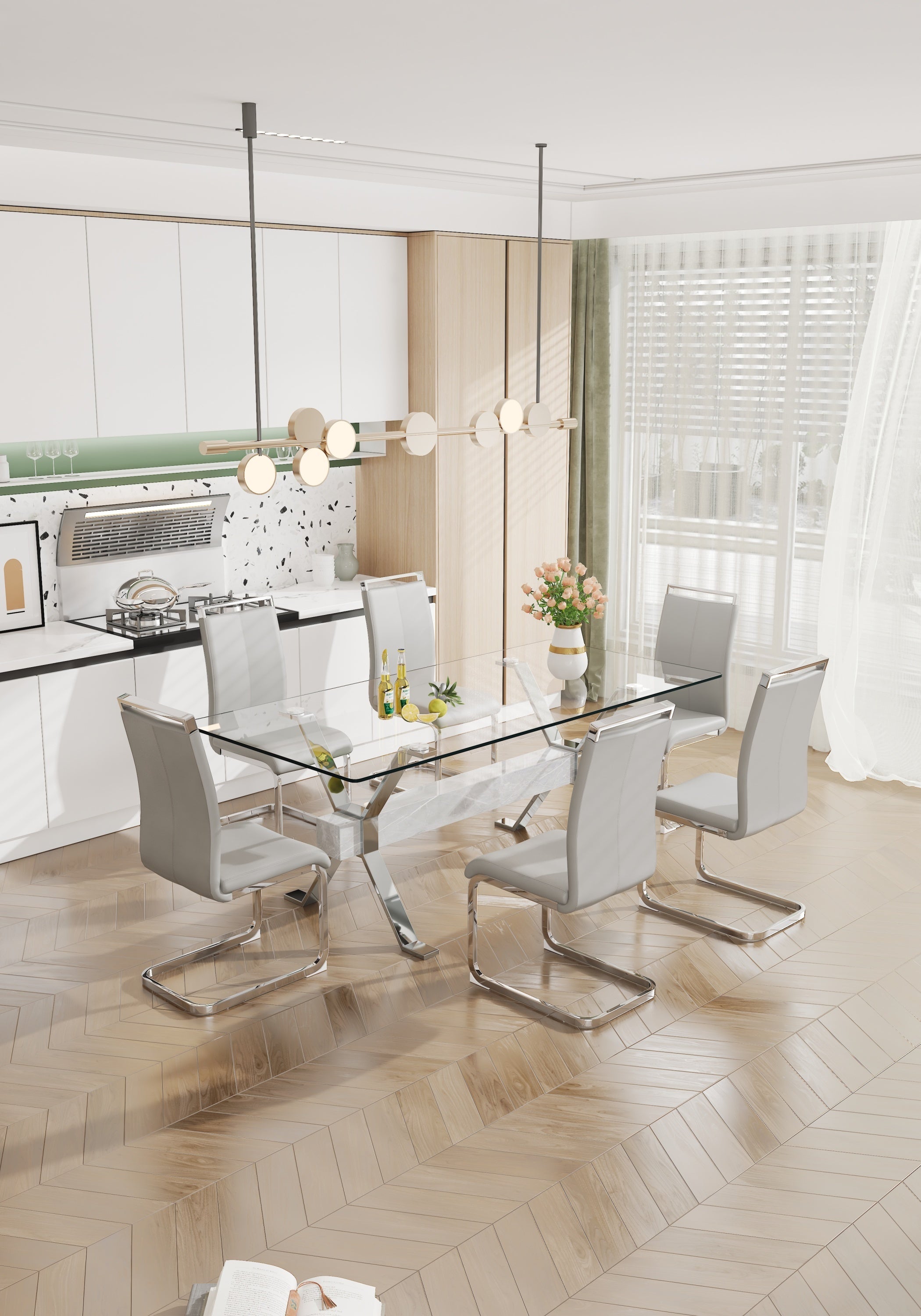 Modern Tempered Glass Dining Table