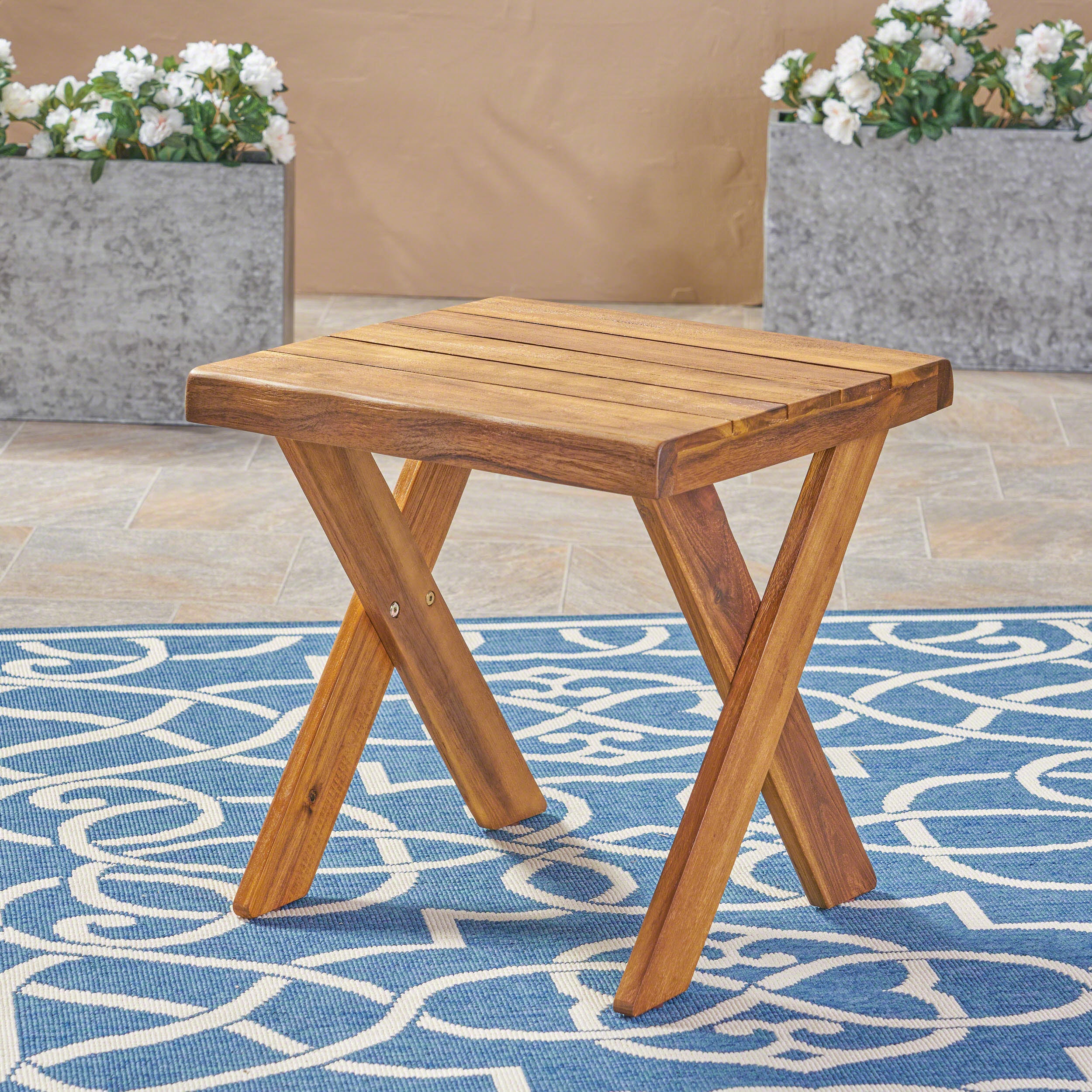 Rustic Side Table Tray - Teak Wood