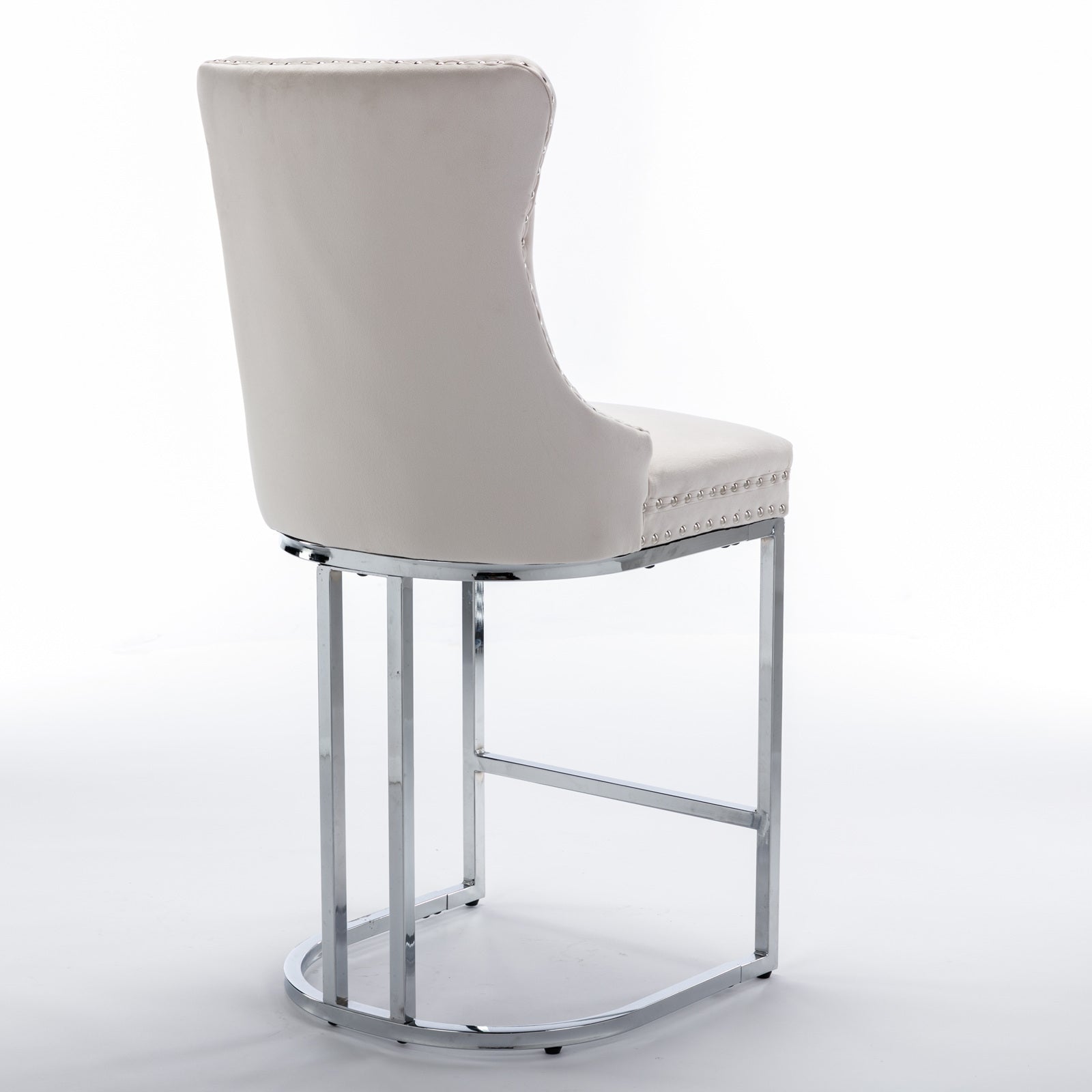 Modern Velvet Barstools 26" Counter Height Bar Stools (Set of 2) - Beige