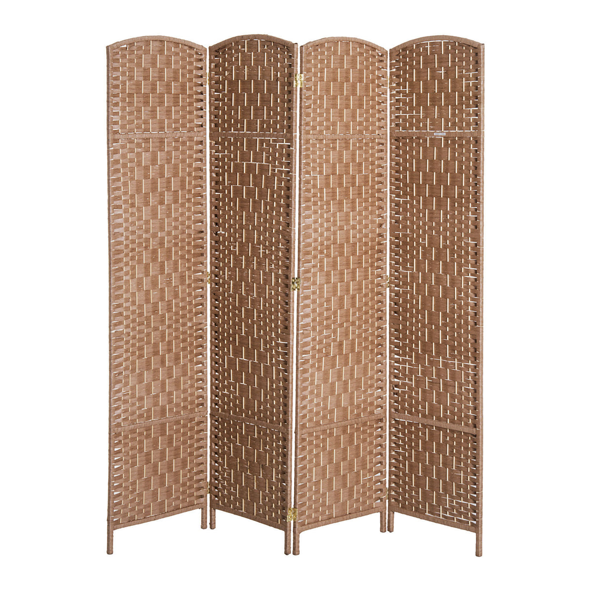 6' Tall Wicker Weave 4 Panel Room Divider Privacy Screen - Natural