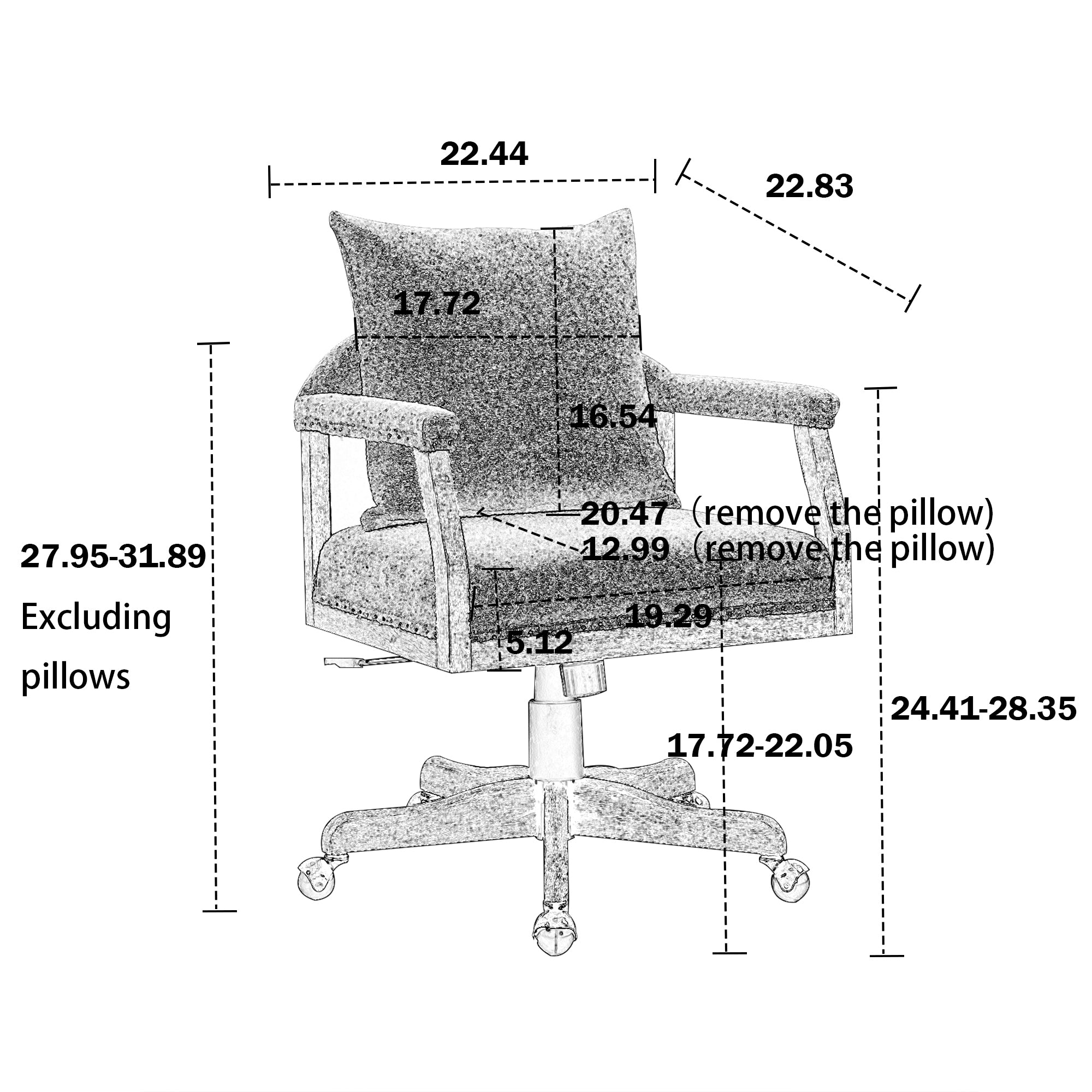 Chair Office Chair Adjustable Swivel Chair Fabric Seat Home Study Chair - Black