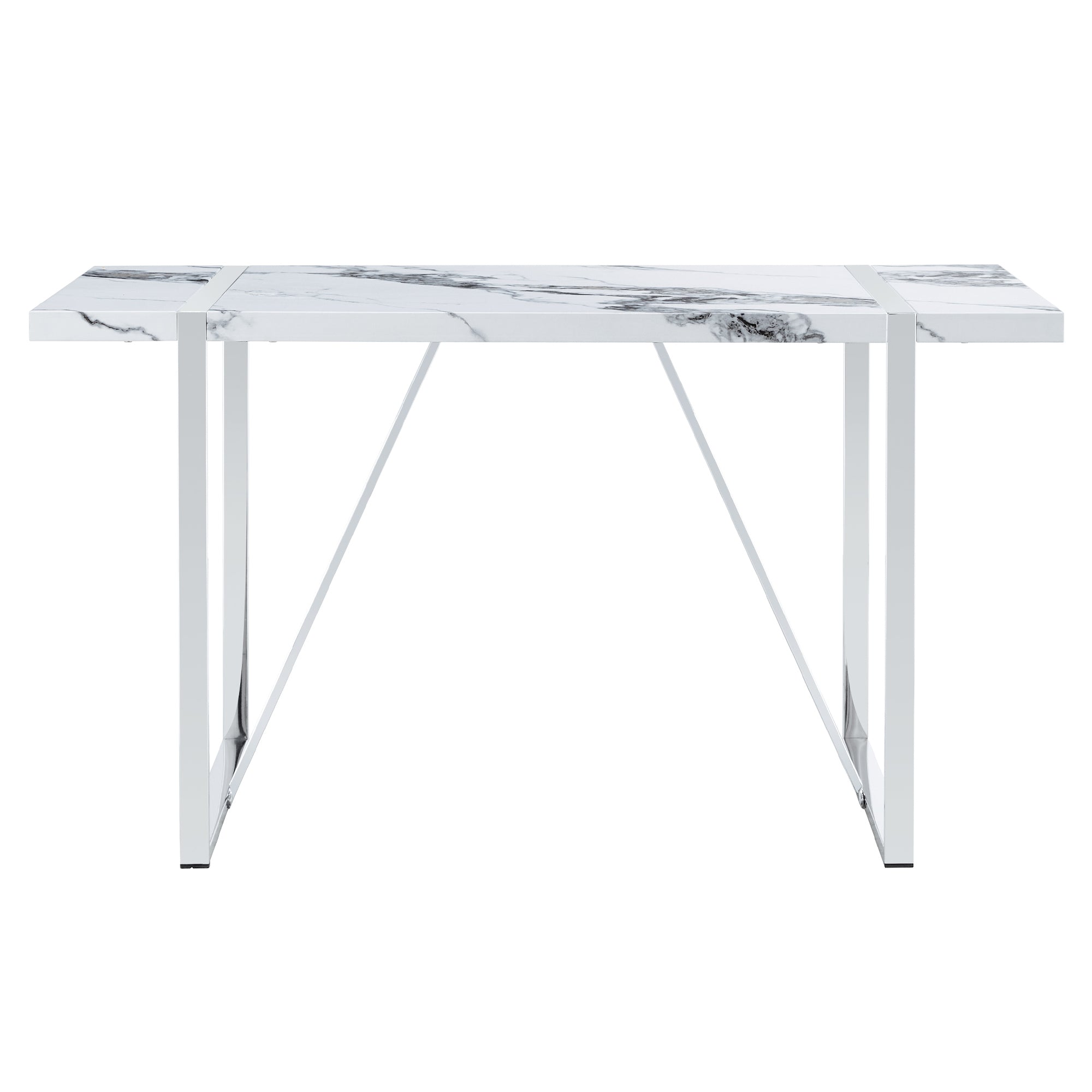 Dining Table Chairs Set for 4, Rectangular Dining Room Table Set, Faux Marble Modern Dining Table & Leather Chairs for Kitchen Dining Room, White