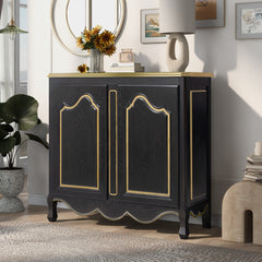 Accent Storage Cabinet with 2 Doors, Pure Hand Drawn, Solid Wood Legs