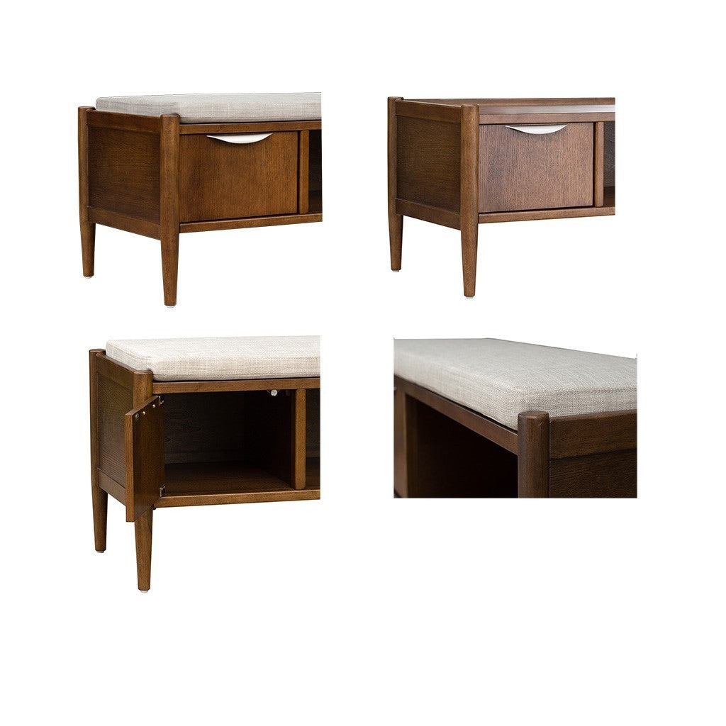 Arcadia Accent Bench with Storage and Upholstered Cushion - Walnut Brown