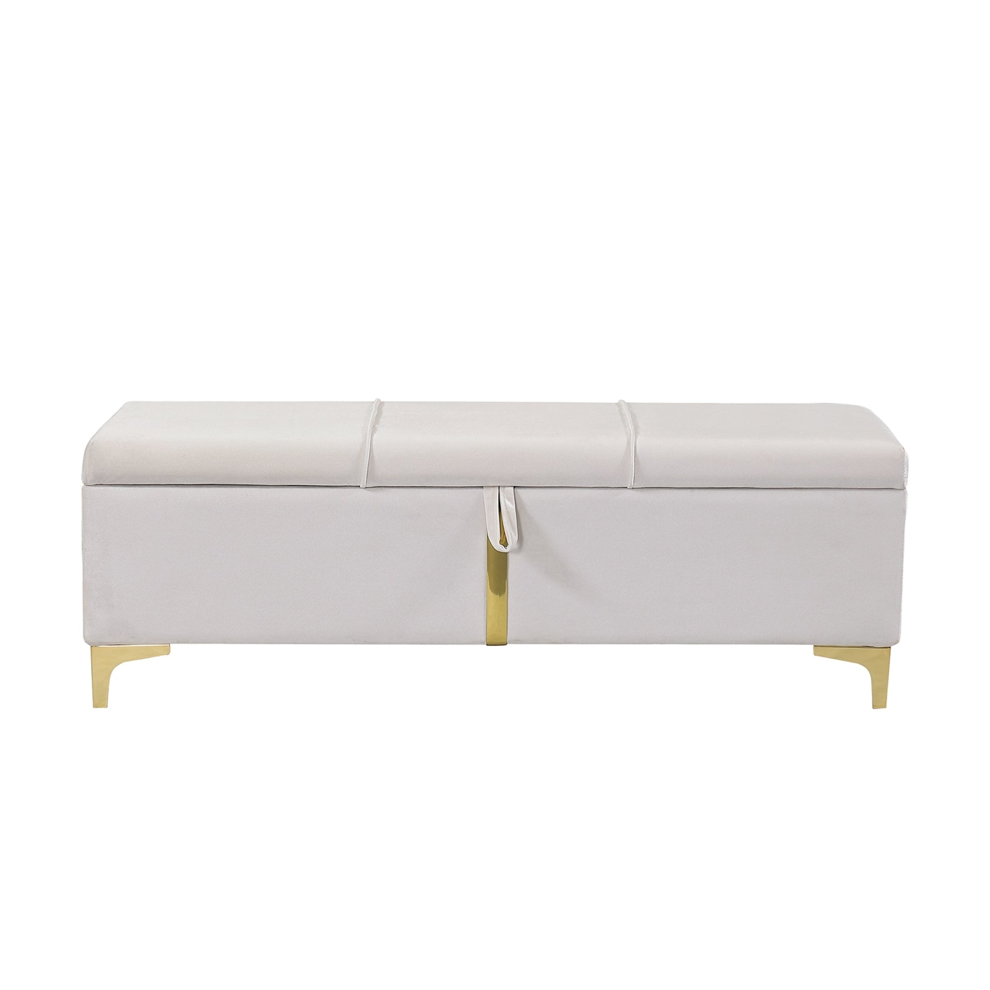 2-Pieces Bedroom Sets: Queen Size Upholstered Platform Bed + Storage Ottoman - Beige