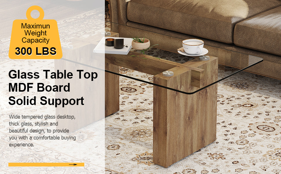 Modern Minimalist Transparent Tempered Glass Coffee Table and Dining Table