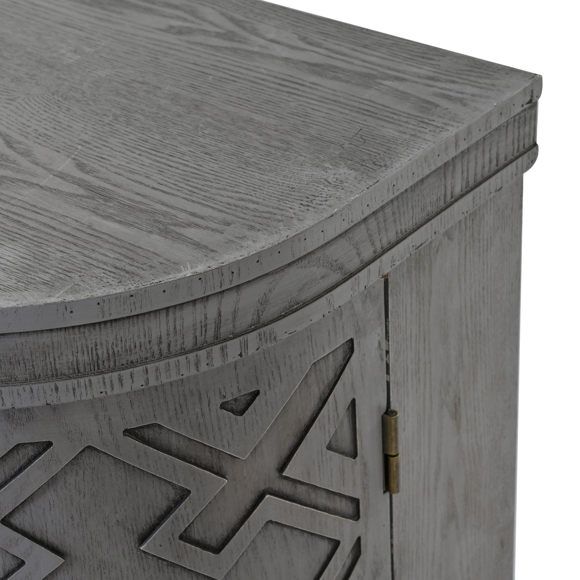 Accent Storage Cabinet Sideboard Wooden with Antique Pattern Doors - Grey