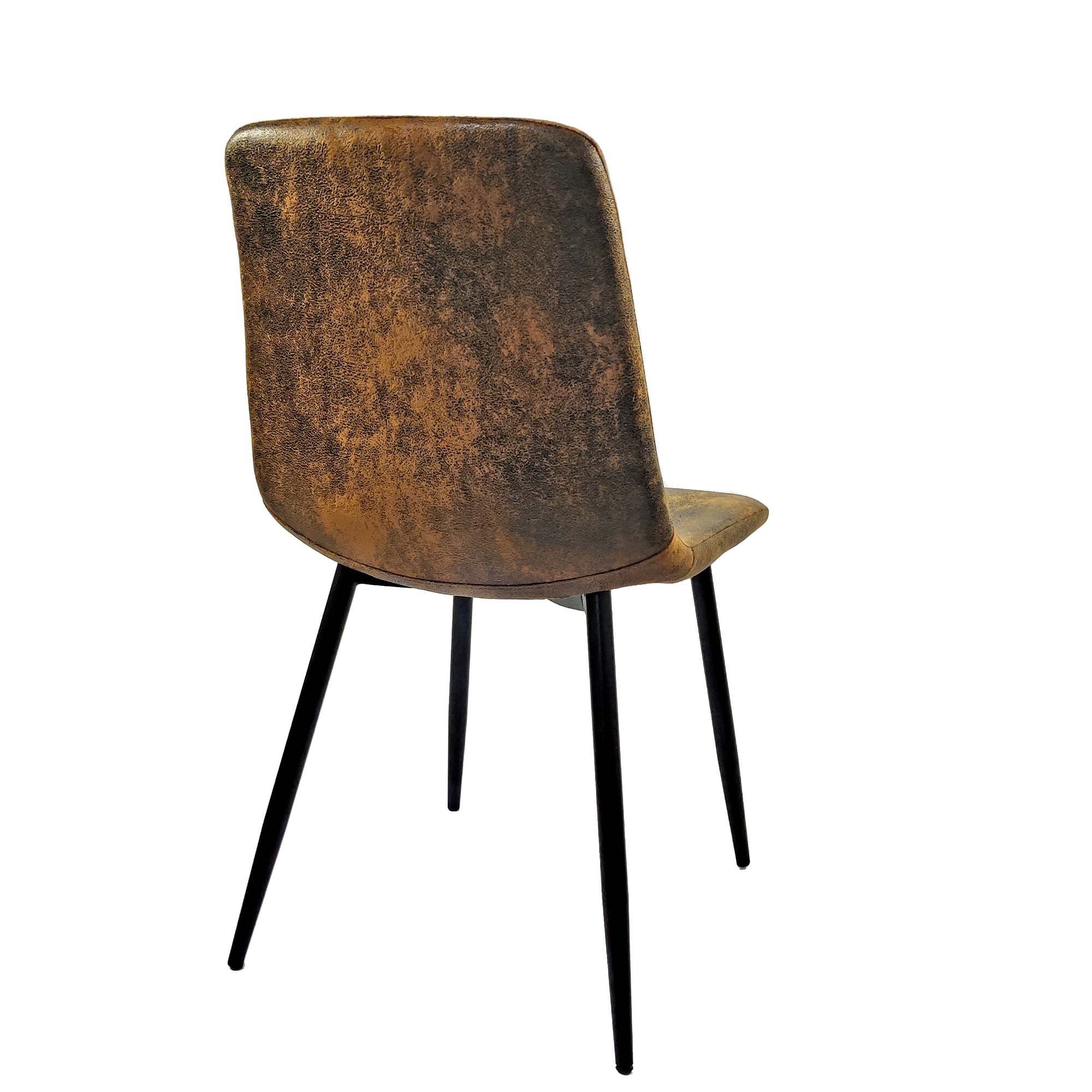 Set of 4 Modern Kitchen Dining Room Chairs, Cushion Seat and Sturdy Black Metal Legs - Brown