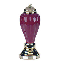 27" Tall Ceramic Table Lamp, Urn-Shaped with Burgundy finish, Linen Shade