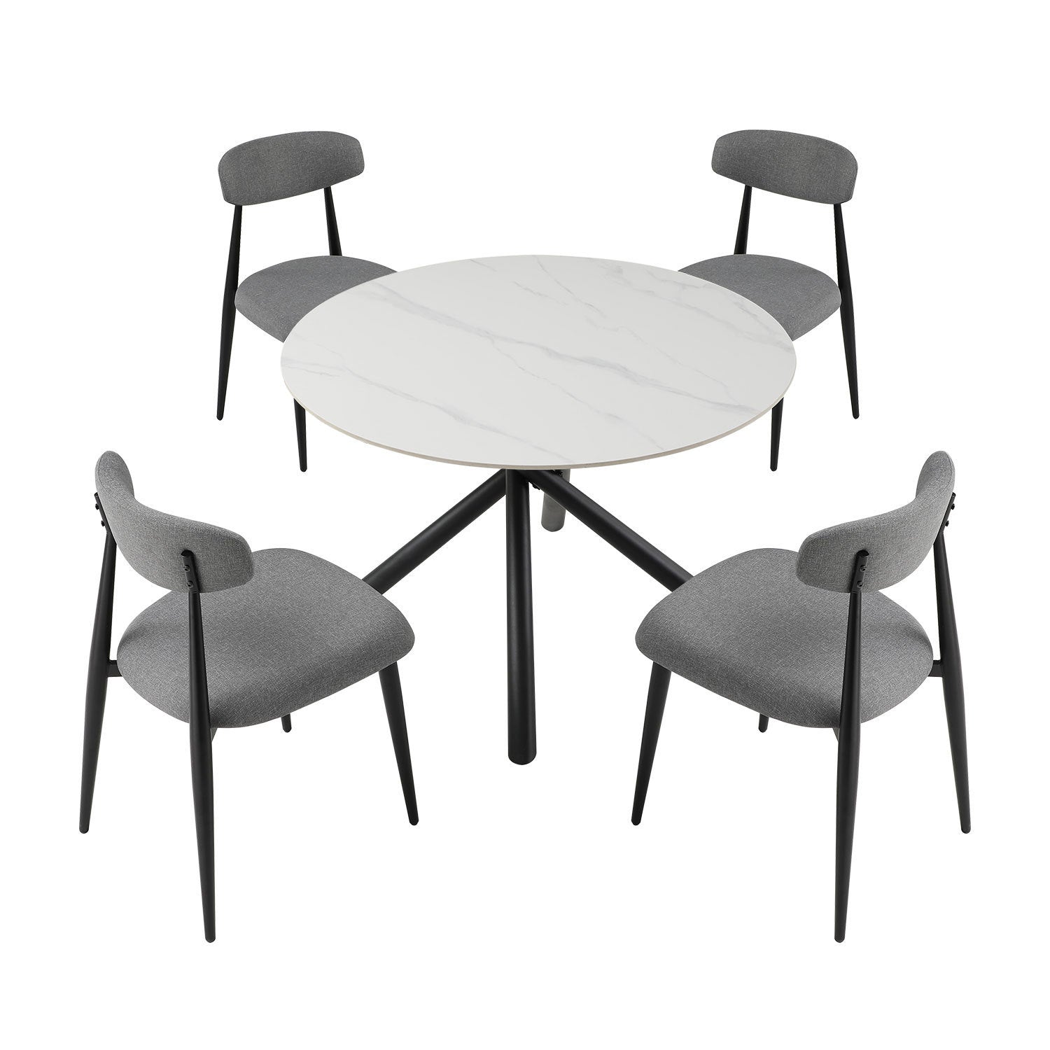 Dining Chairs Upholstered Chairs with Metal Legs (Set of 6) - Grey