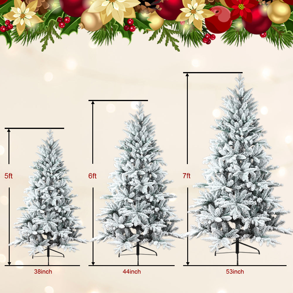 7FT PE/PVC Mixed Flocking Automatic Tree Environmentally Friendly Fireproof  Artificial Christmas Flocked Tree