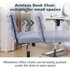 Armless Office Desk Chair No Wheels, Blue